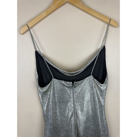 Alice + Olivia Harmie Silver Metallic Mini Dress Women’s Size 4 - Picture 6 of 10
